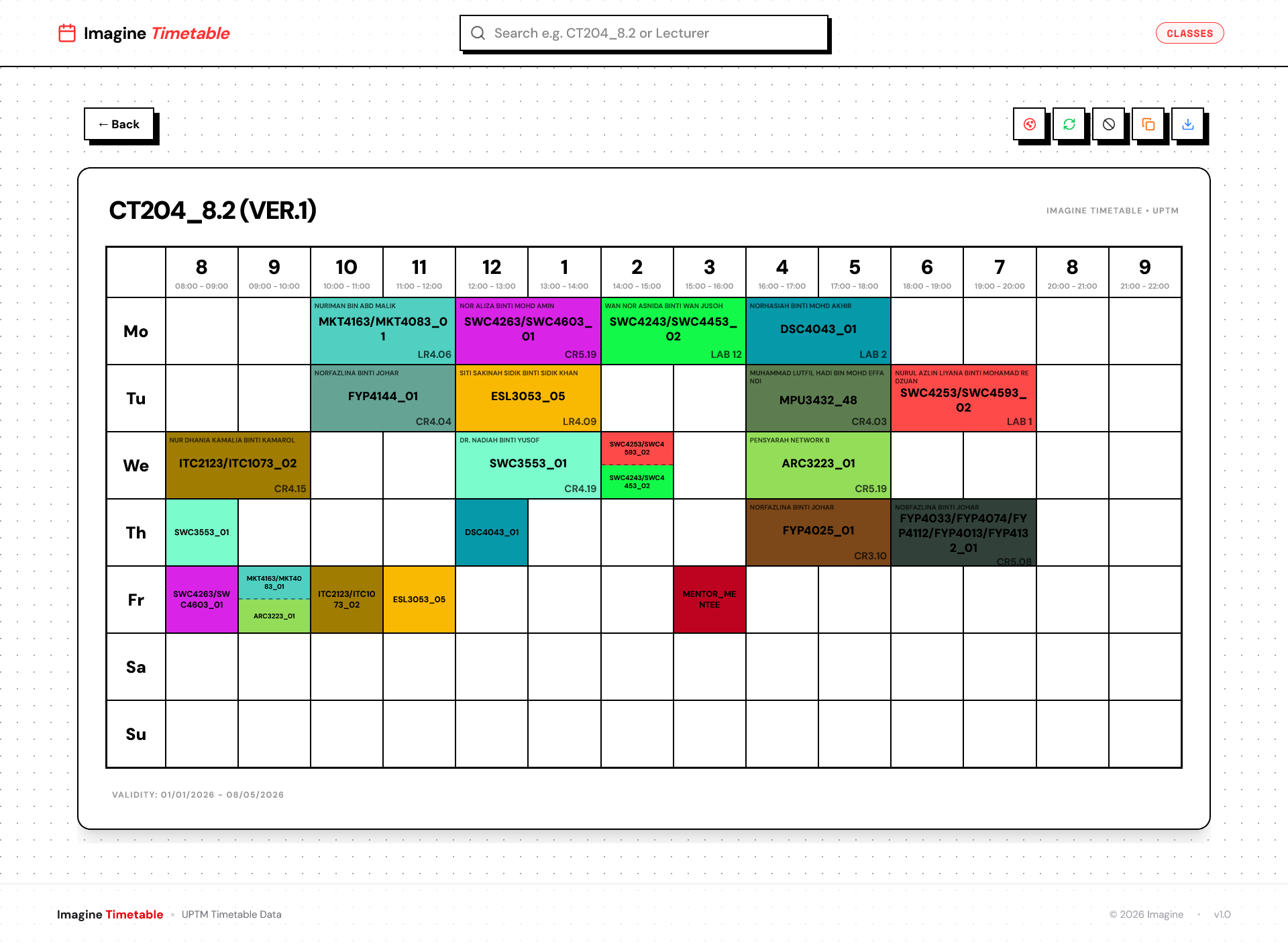 Schedule Search, Customized & Export
