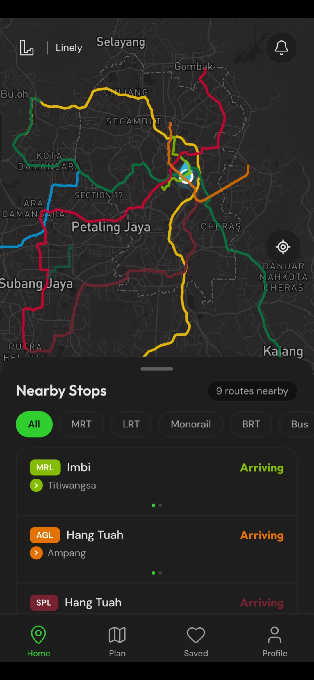 Home Dashboard & Transit Map