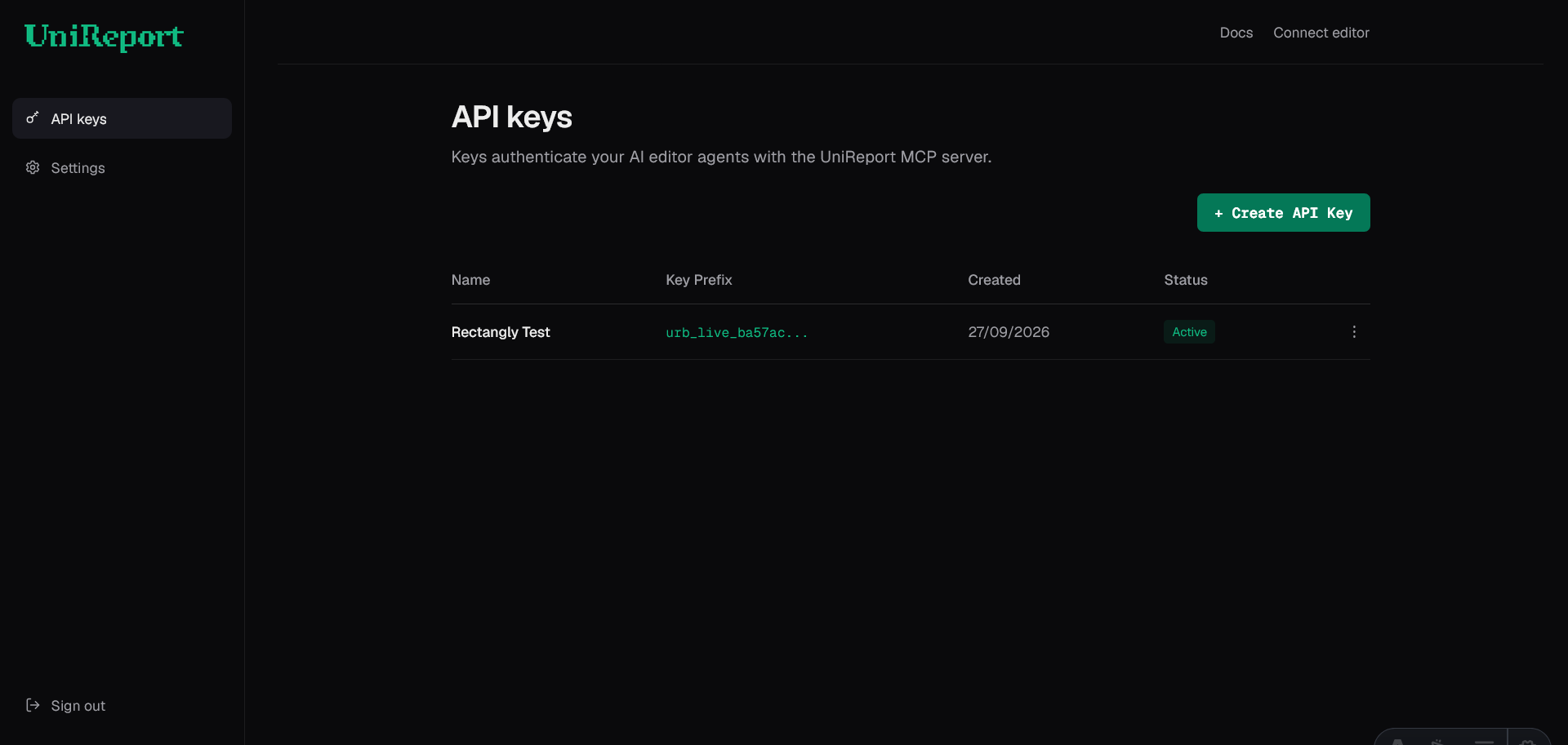 API Keys & Agent Dashboard